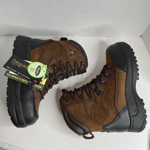 Golden Retriever Brown Women’s Nubuck Leather Comp Toe Boots NIB Size 9 1/2 - Picture 4 of 11